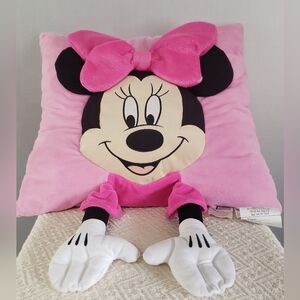 Adorable Plush Disney Minnie Mouse Plush Pillow With Bow And Arms.